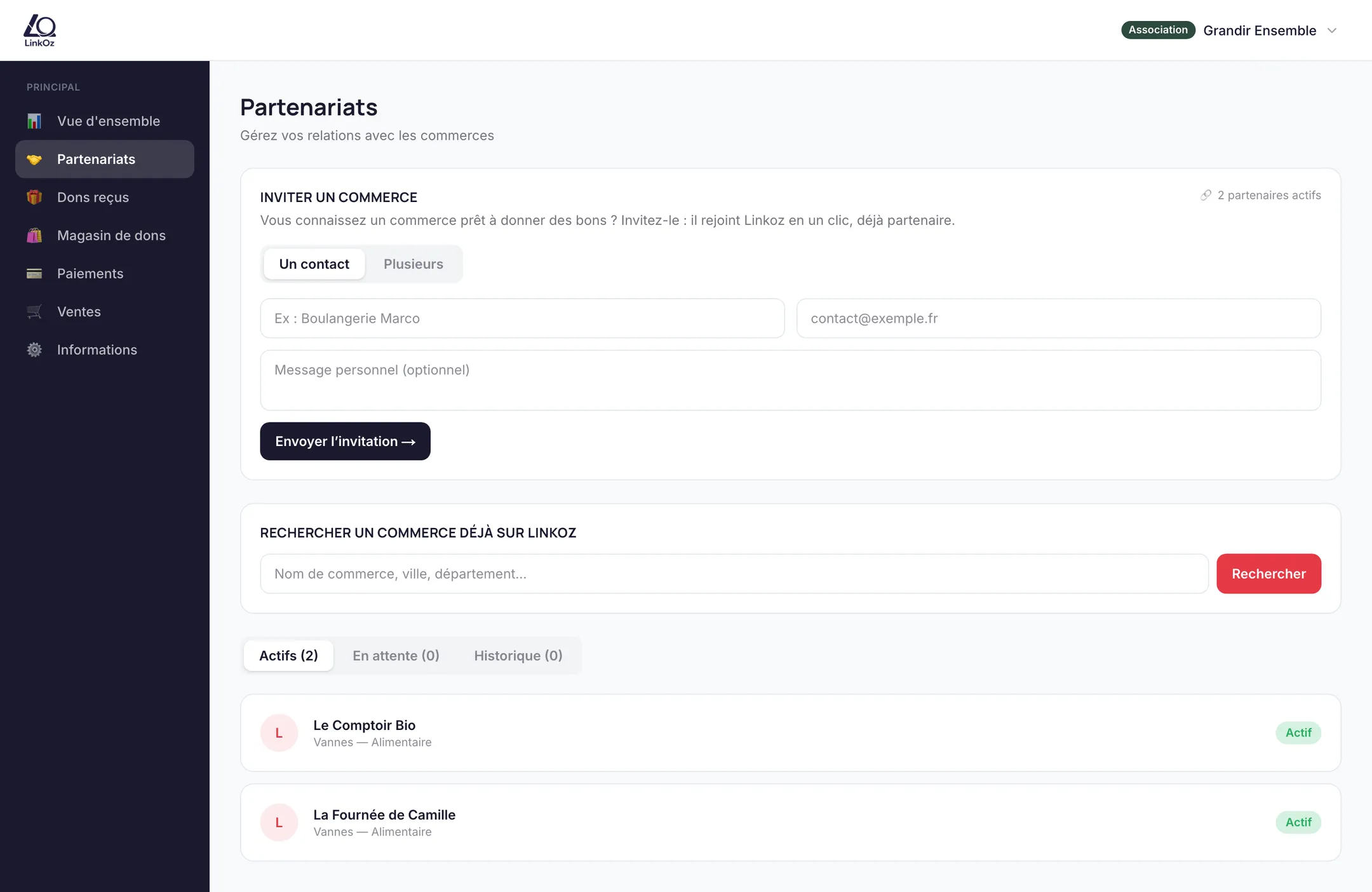 Page Partenariats